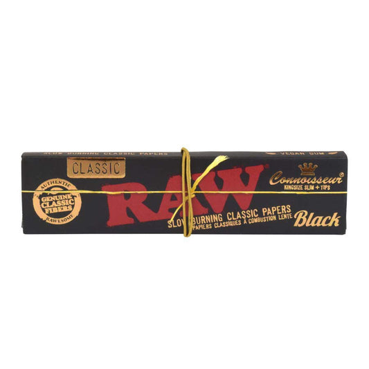 RAW | Black Natural Unrefined Artisan Connoisseur Papers w/ Tips – King Size