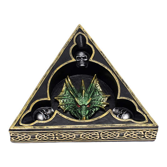 GREEN TRI-HEAD DRAGON ASHTRAY