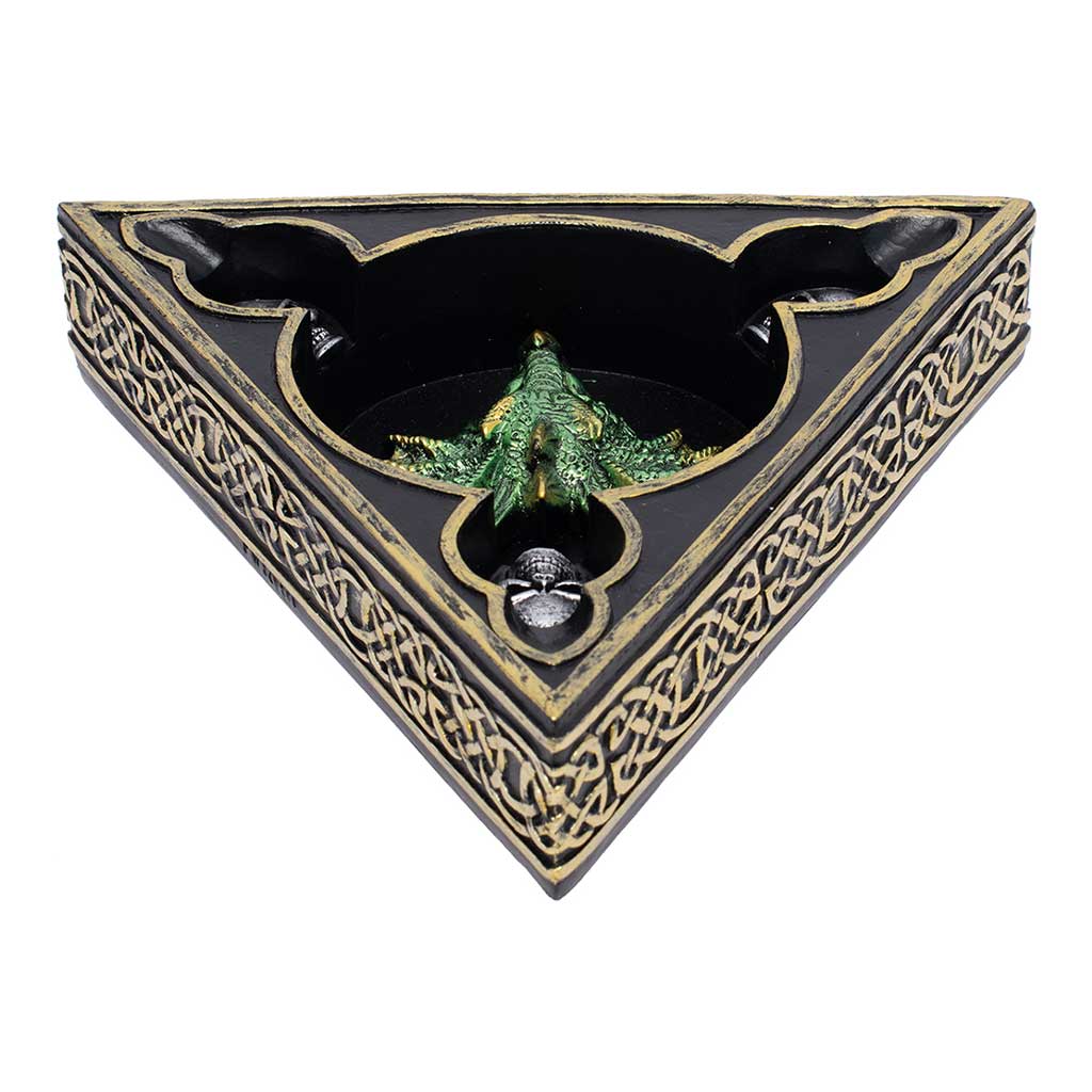 GREEN TRI-HEAD DRAGON ASHTRAY