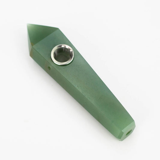 Green Adventurine Crystal Pipe with Choke