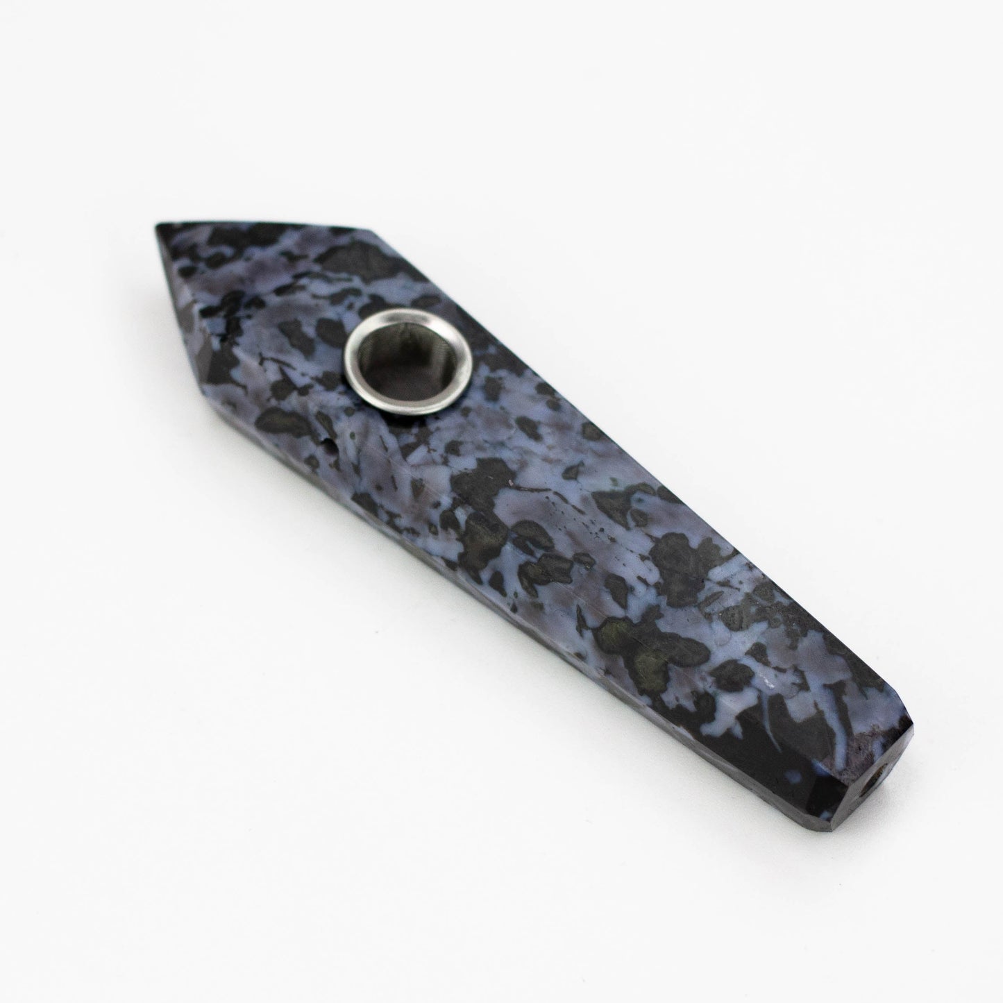 Grey Camo Feldspar Crystal Pipe with Choke