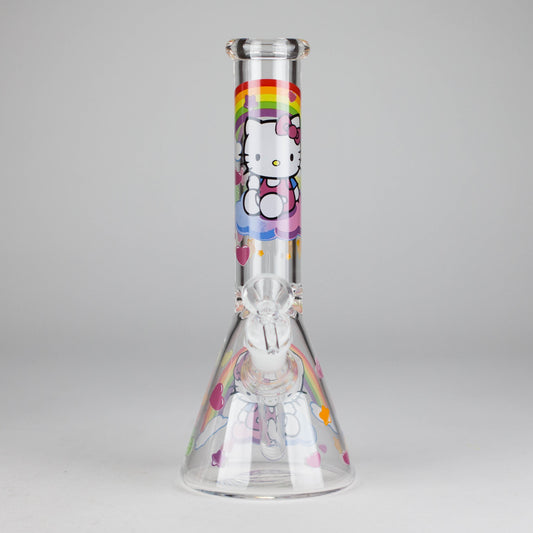 10" 5mm Glass Beaker Bong With Kitty Design