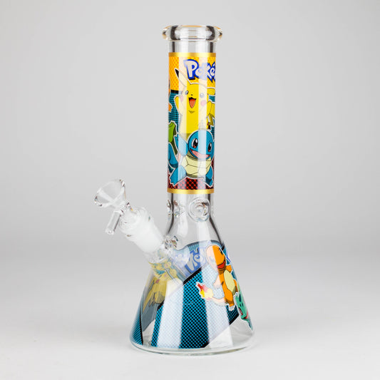 10" 5mm Glass Beaker Bong with Cartoon Design