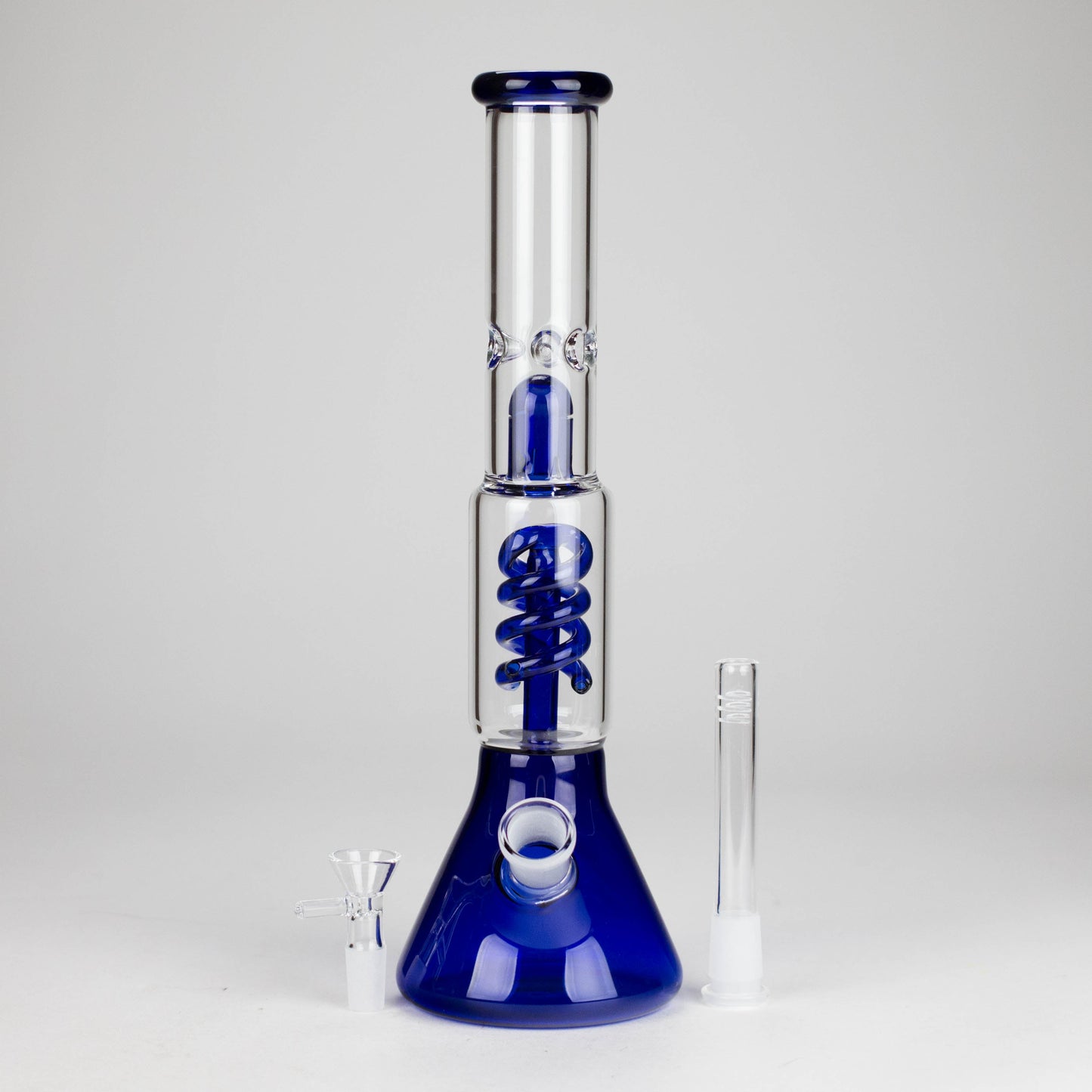 13" Color Accented Glass Water Bong with Coil Percolator & Splash Guard