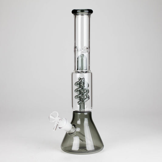 13" Color Accented Glass Water Bong with Coil Percolator & Splash Guard
