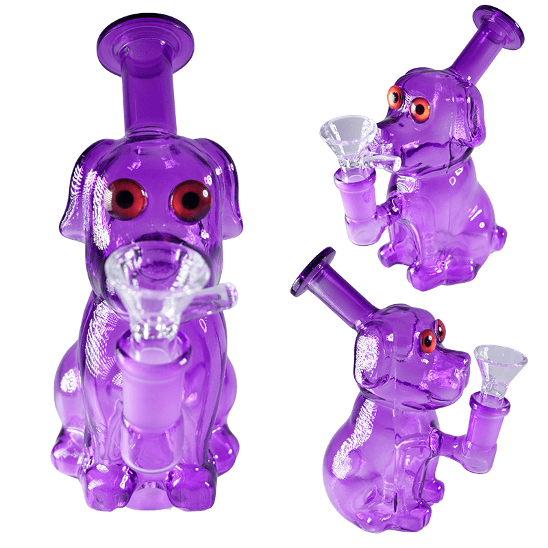 Purple Pooch Water Pipe with 14mm Glass Bowl