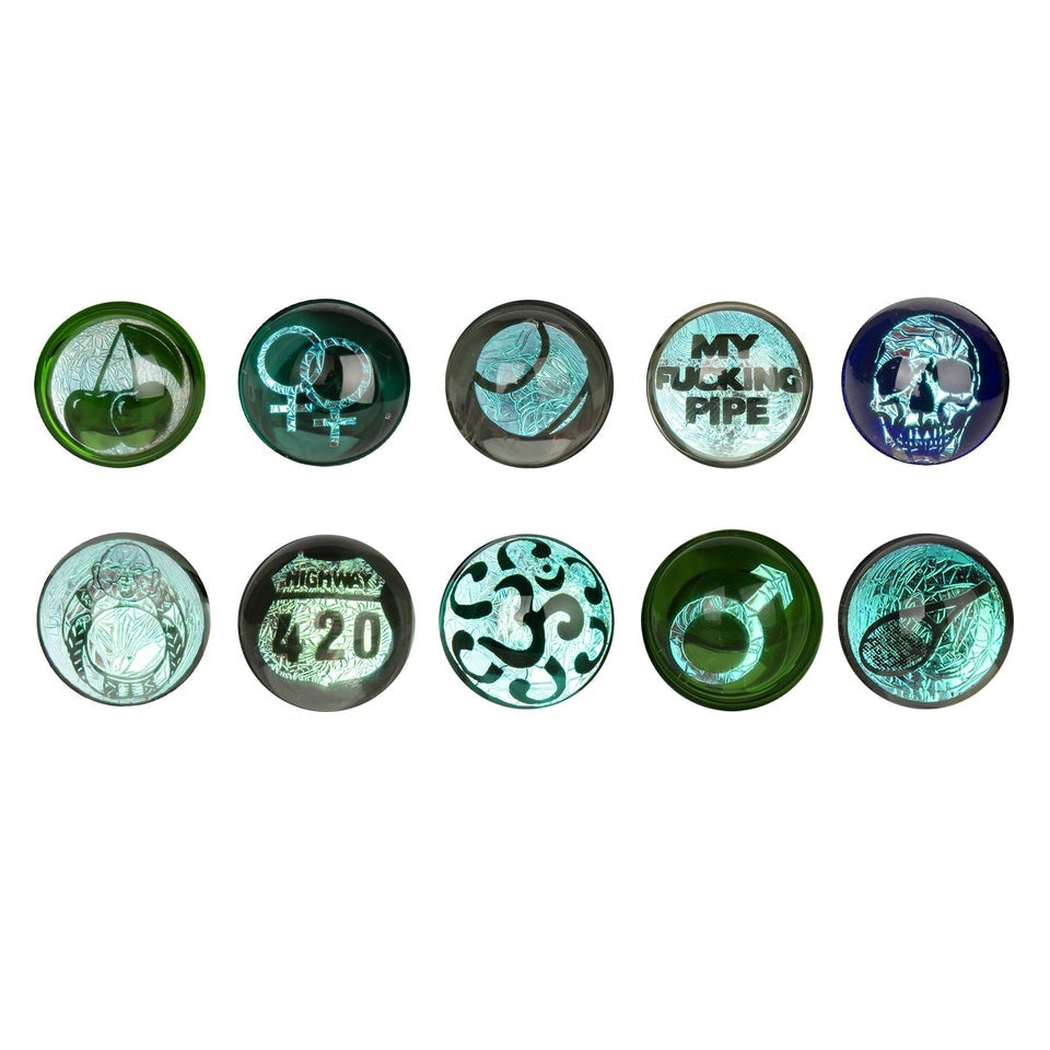 Red Eye Glass® | 4.25" Spoon Hand Pipe W/Flat Mouthpiece & Dichroic Image Marble (Assorted)