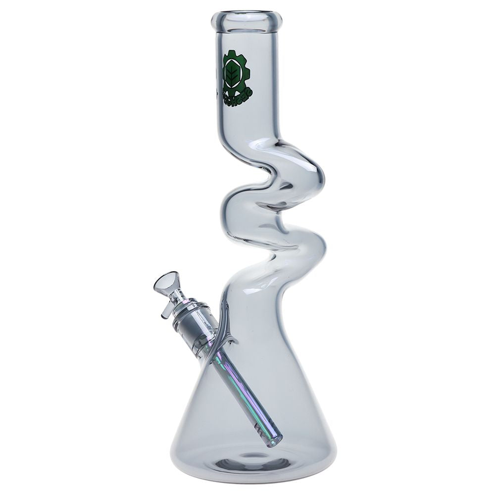 SeshGear Electro Zig Zag Beaker Glass Water Pipe - 14.75" / 14mm F / Colors Vary