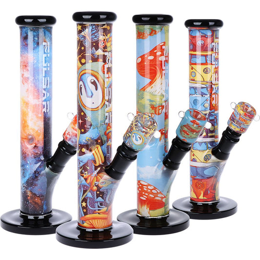 Pulsar Inside Print Straight Tube Glass Water Pipe | 11.25"
