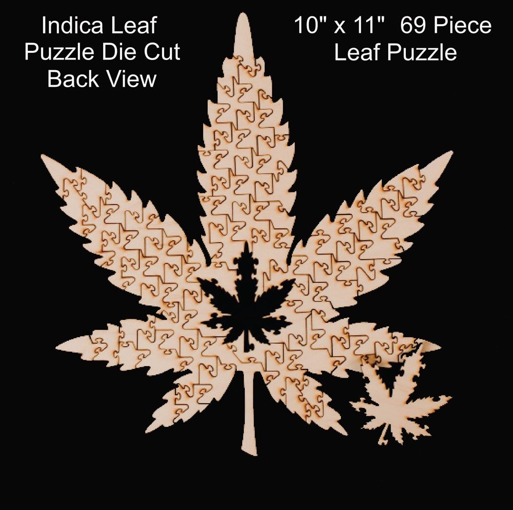 Indica Leaf Shape Puzzle: "Stars and Stripe" 10" x 11" 69 Piece 1/4 Inch thick Maple Wood Jigsaw Puzzle