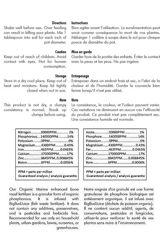 BudJuice - Grow 2-14-0 Organic Fertilizer Bone Meal based Phosphorus