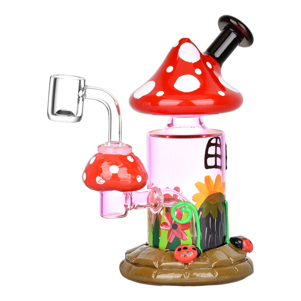 Magic Shroom Garden Glow In The Dark Glass D@b•R°g - 6.25" / 14mm F