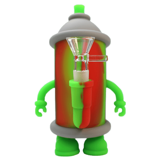 Graffiti Spray Paint Can - 6″ Colorful Silicone Pipe with 14mm Glass Bowl