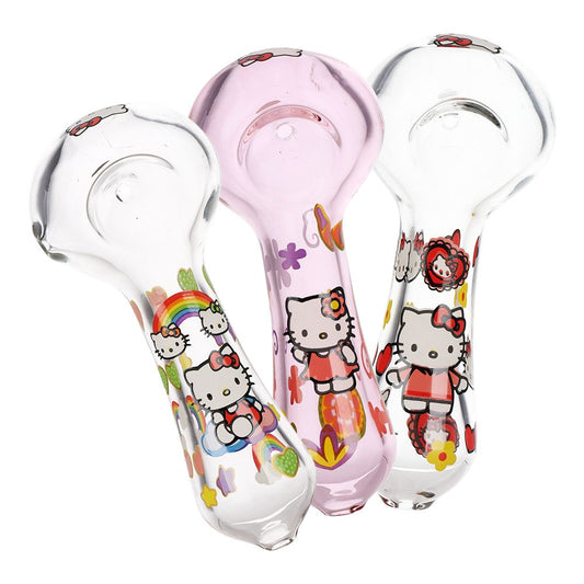 3CT BUNDLE - Hello Kitty Glass Spoon Pipe - 4.5" / Designs Vary