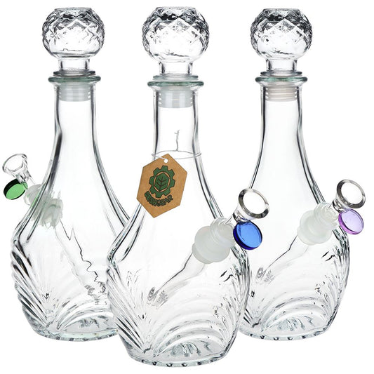 SeshGear Vintage Decanter Style Glass Water Pipe - 10.75" / 14mm F / High Stripe / Colors Vary