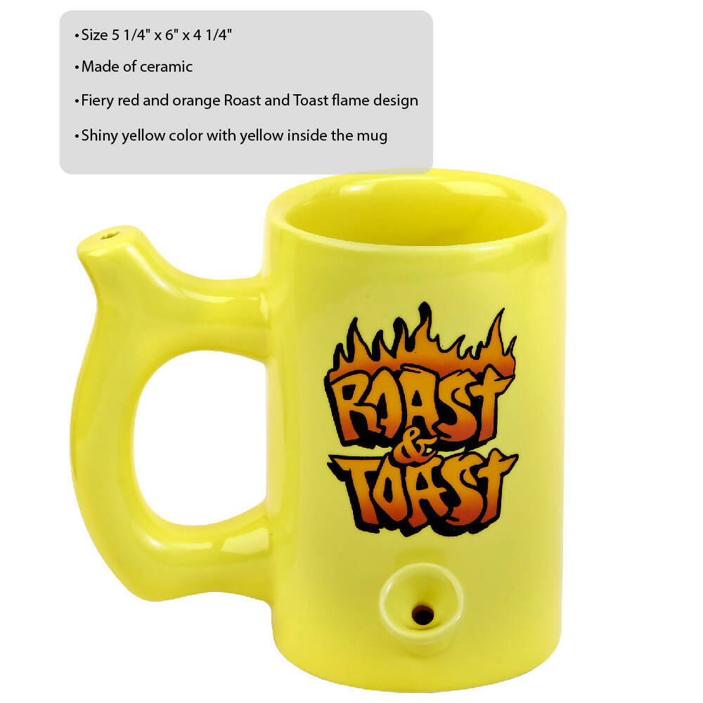 YELLOW ROAST & TOAST PIPE MUG WITH FLAME DESIGN
