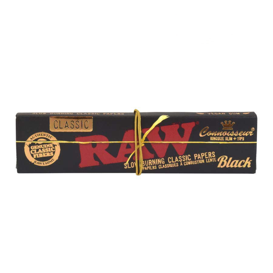 RAW | Black Natural Unrefined Artisan Connoisseur Papers w/ Tips – King Size