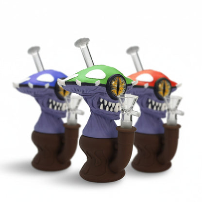 Vinyl Mushroom Monster Water Pipe with 14mm Glass Bowl