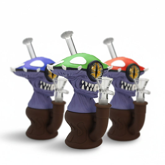 Vinyl Mushroom Monster Water Pipe with 14mm Glass Bowl