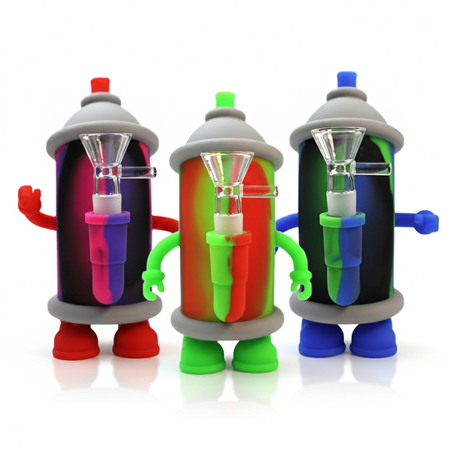 Graffiti Spray Paint Can - 6″ Colorful Silicone Pipe with 14mm Glass Bowl