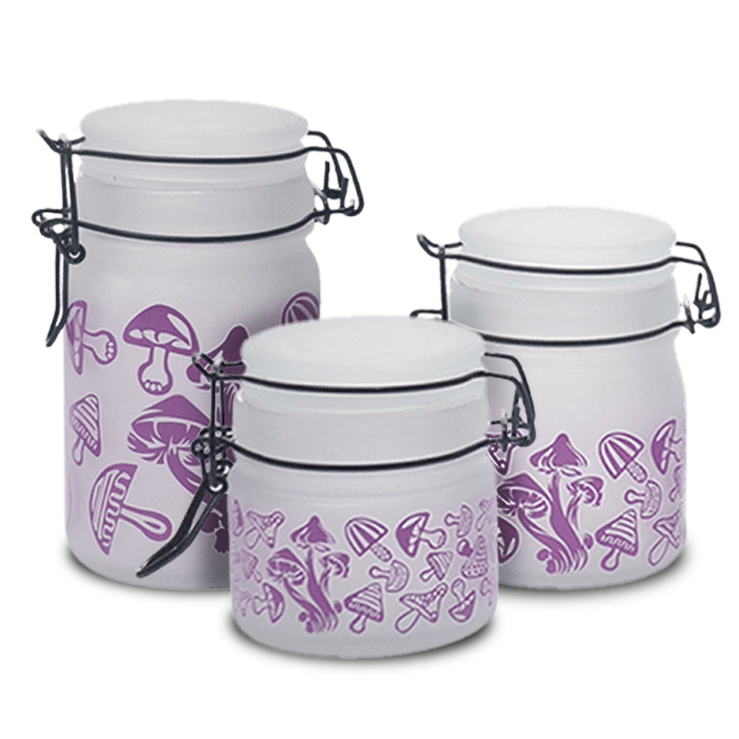 Purple Mushroom Glass Storage Jars