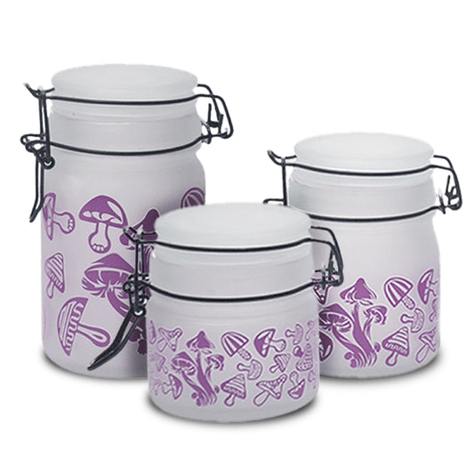 Purple Mushroom Glass Storage Jars