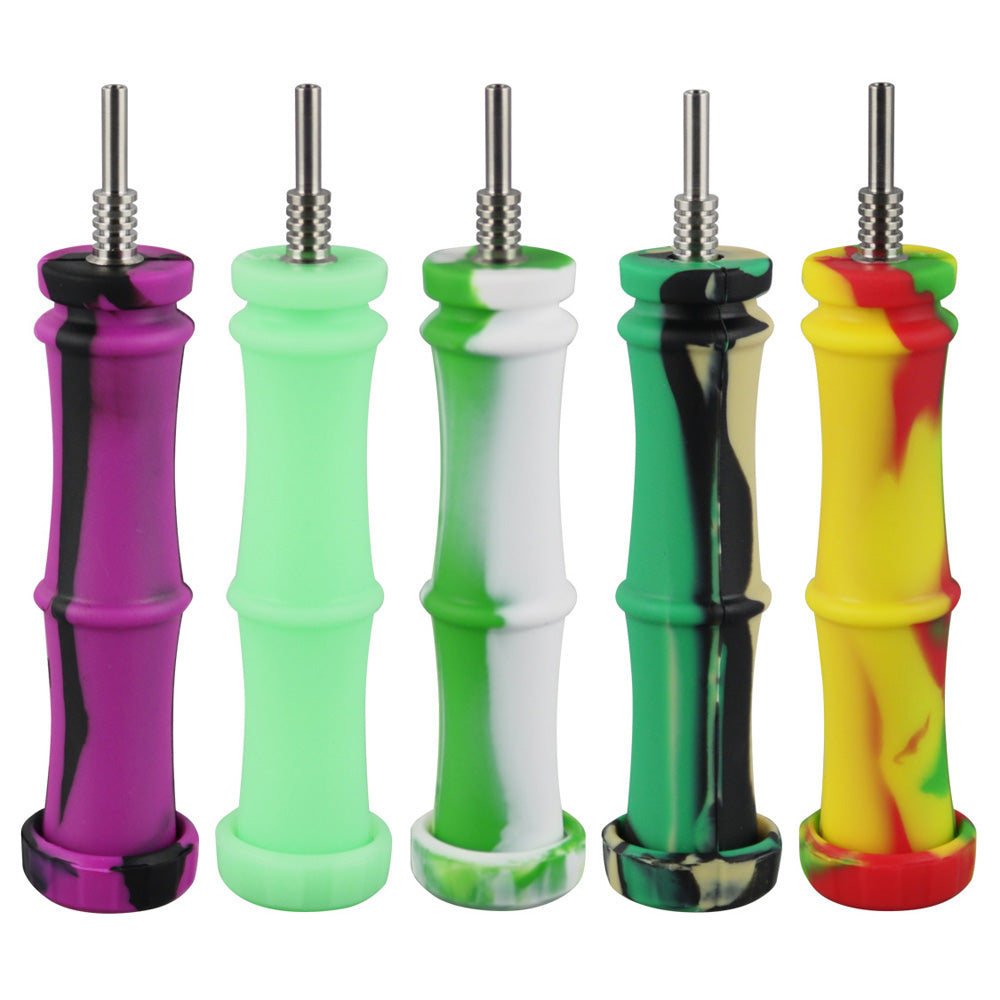 Silicone Bamboo Style Vapor Straw w/ Ti Tip - 5.5 / Colors Vary