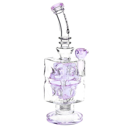 Pulsar Double Swiss Perc Blocks Glass Water Pipe - 12.5" / 14mm F / Blue