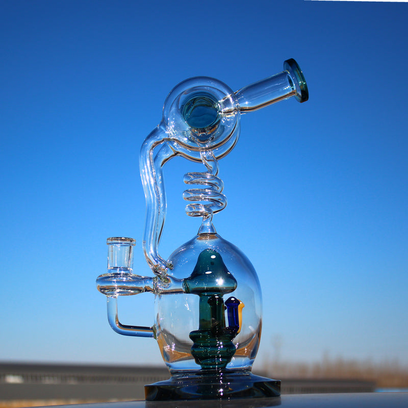 11" Desert Robot | Glass Spiral Mushroom Recycler-style w/ Circ Percolator