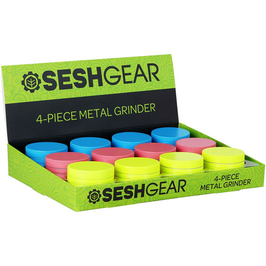 12ct SeshGear 4pc Glow-in-the-Dark 1.75" Metal Grinders | Display