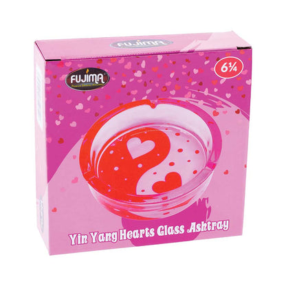 PINK YIN YANG HEARTS GLASS ASHTRAY