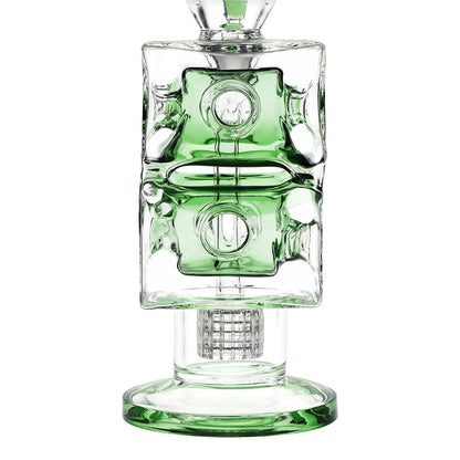 Pulsar Double Swiss Perc Blocks Glass Water Pipe - 12.5" / 14mm F / Blue