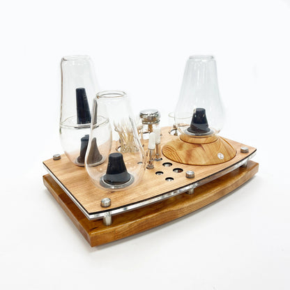 The Zenco Drinking Glass Vaporizer Organizing Tray For Duo or Flow and Cleaning Station with ISO Pump and Swab