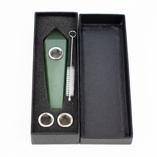 Green Adventurine Crystal Pipe with Choke