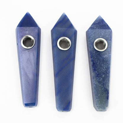 Blue Adventurine Crystal Pipe with Choke - 3 Blue Tones Available