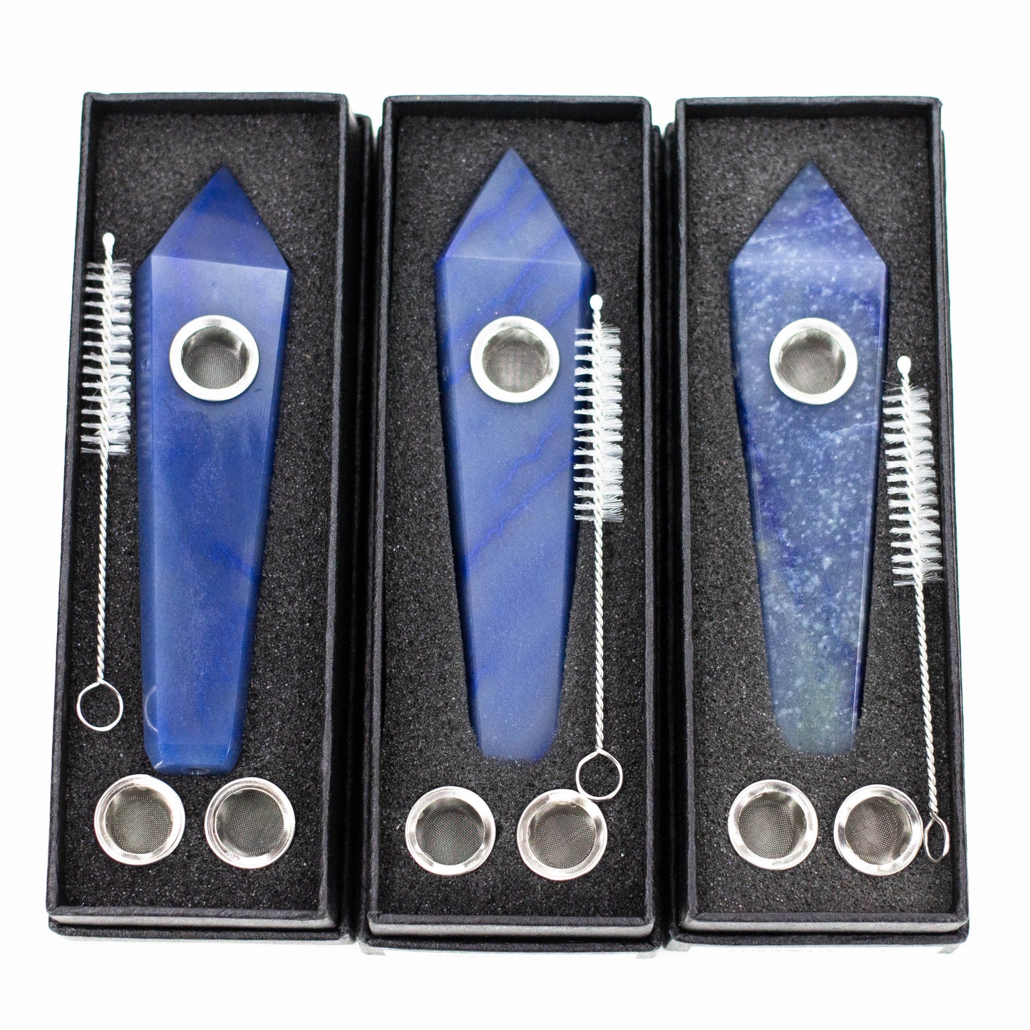 Blue Adventurine Crystal Pipe with Choke - 3 Blue Tones Available