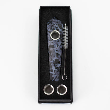 Grey Camo Feldspar Crystal Pipe with Choke