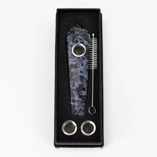 Grey Camo Feldspar Crystal Pipe with Choke