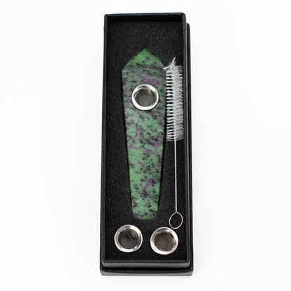 Ruby Zoisite Crystal Pipe with Choke
