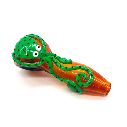 Octopus V2 Glow In The Dark Glass Smoking Spoon Hand Pipe