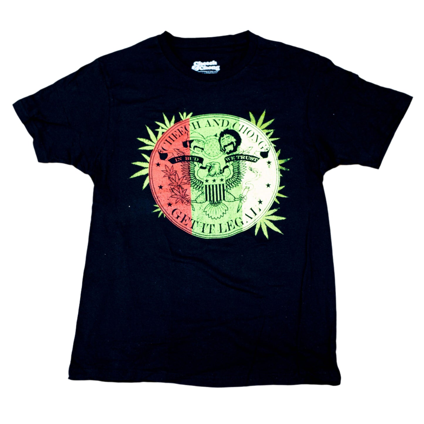 Cheech & Chong | "Leaves Outside Circle" Men's T-Shirt Black - Officially Licensed