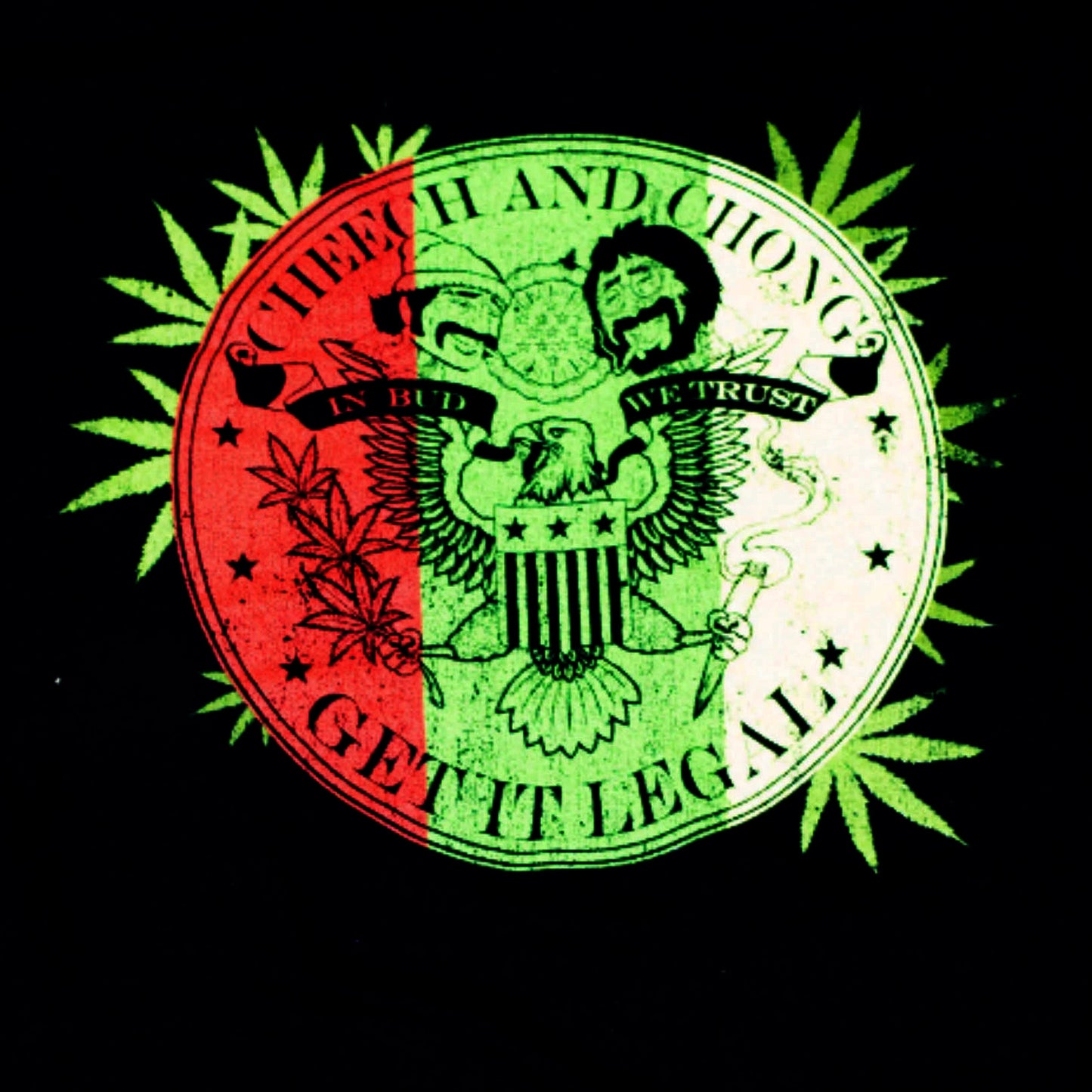 Cheech & Chong | "Leaves Outside Circle" Men's T-Shirt Black - Officially Licensed