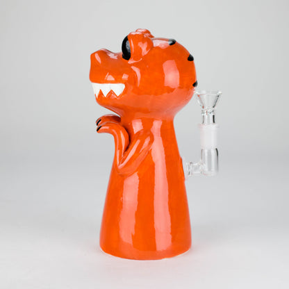 8" Vintage Red Dragon Ceramic Bong – Playful Mythical Creature Design[ES092WP]