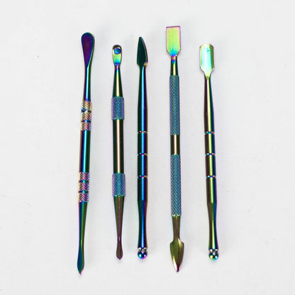 Stainless Steel Dabber Tool Set - 6 Pc Tool Kit- 440 Stainless Steel & Rainbow Silicone jar