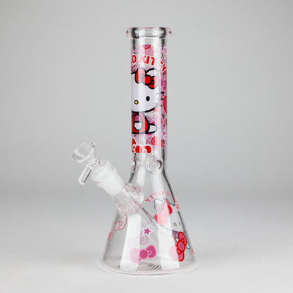 10" 5mm Glass Beaker Bong With Kitty Design