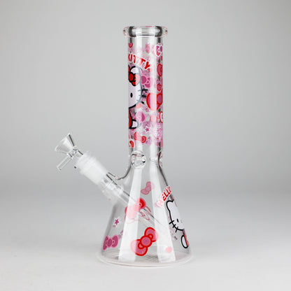 10" 5mm Glass Beaker Bong With Kitty Design