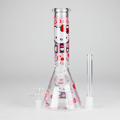10" 5mm Glass Beaker Bong With Kitty Design
