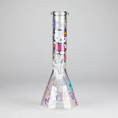 10" 5mm Glass Beaker Bong With Kitty Design