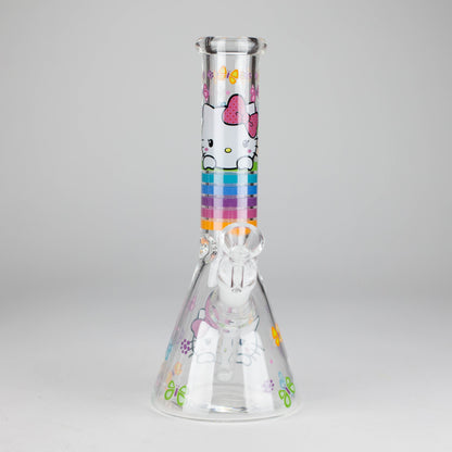 10" 5mm Glass Beaker Bong With Kitty Design