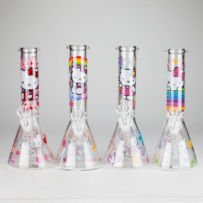 10" 5mm Glass Beaker Bong With Kitty Design